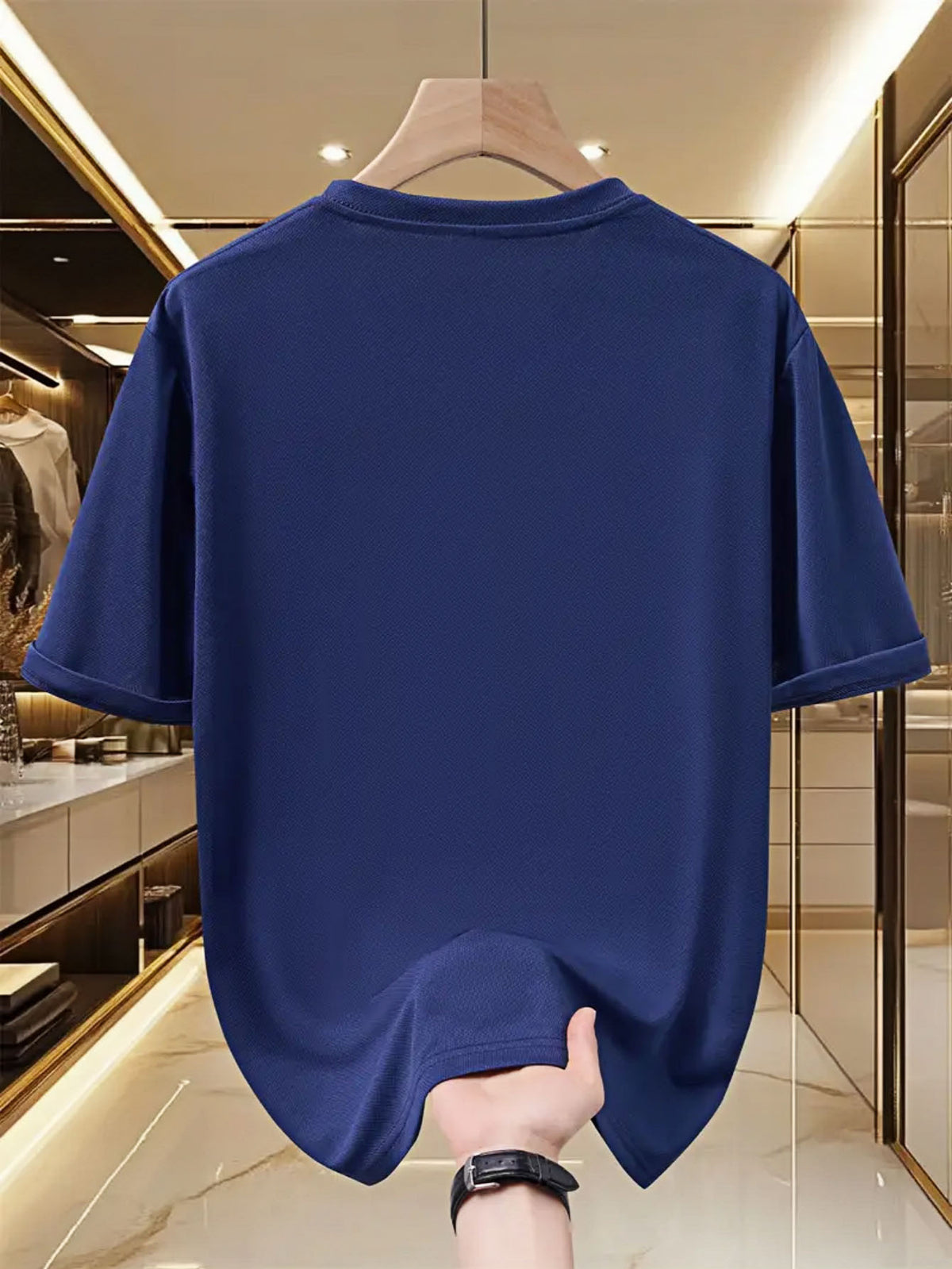 Men's 2026 New Arrival Short Sleeve T-Shirt - Soft Breathable Regular Fit Round Neck Tee with Five-Pointed Star Print, Suitable for Casual Attire, Outdoor Activities & Gym, Casual Athletic Shirt for All Seasons, Machine Washable for Males - Navy Color
