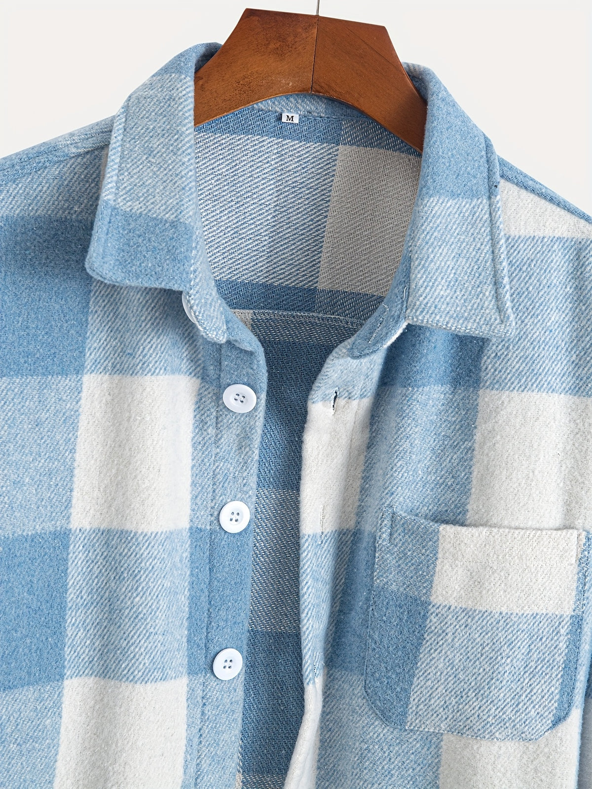 1pc of Plaid Casual Jacket, Casual Sports Jacket, Lapel Button Cardigan Jacket - Blue