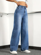 Women's Stretch 25AW+  Straight-Leg Jeans - for Outings, Dates, Work, All-Season Wear, Versatile and Elegant Denim - Blue