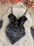 Printed Cami Top, Sexy Backless Lace-Up Blouse for Women, Suitable for Beach, Casual Outing, And Parties - Mixed colors