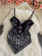 Printed Cami Top, Sexy Backless Lace-Up Blouse for Women, Suitable for Beach, Casual Outing, And Parties - Mixed colors