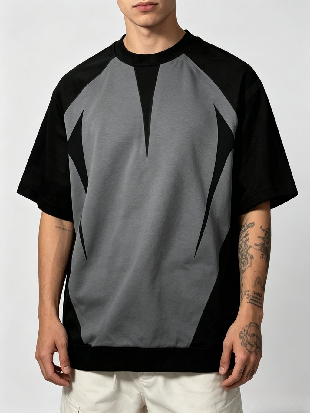 Men's Digital Print T-Shirt, Summer Geometric Line Short Sleeve, Loose Fit, Comfortable, Breathable, Versatile, Trendy, Minimalist Style, Black, White, and Gray Color Palette, Crew Neck, Casual Sportswear Top, High Street Fashion, Versatile Style - Mixed colors