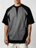 Men's Digital Print T-Shirt, Summer Geometric Line Short Sleeve, Loose Fit, Comfortable, Breathable, Versatile, Trendy, Minimalist Style, Black, White, and Gray Color Palette, Crew Neck, Casual Sportswear Top, High Street Fashion, Versatile Style - Mixed colors