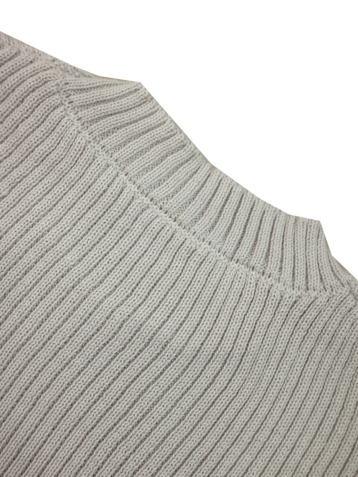 Men'S Autumn Winter Long Sleeve Round Neck Sweater, Versatile Basic Top, Casual Style for Daily Wear, Knit Pullover - Khaki