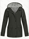 Women's Hooded Autumn/Winter Trench Coat - Black