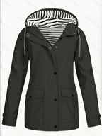 Women's Hooded Autumn/Winter Trench Coat - Black
