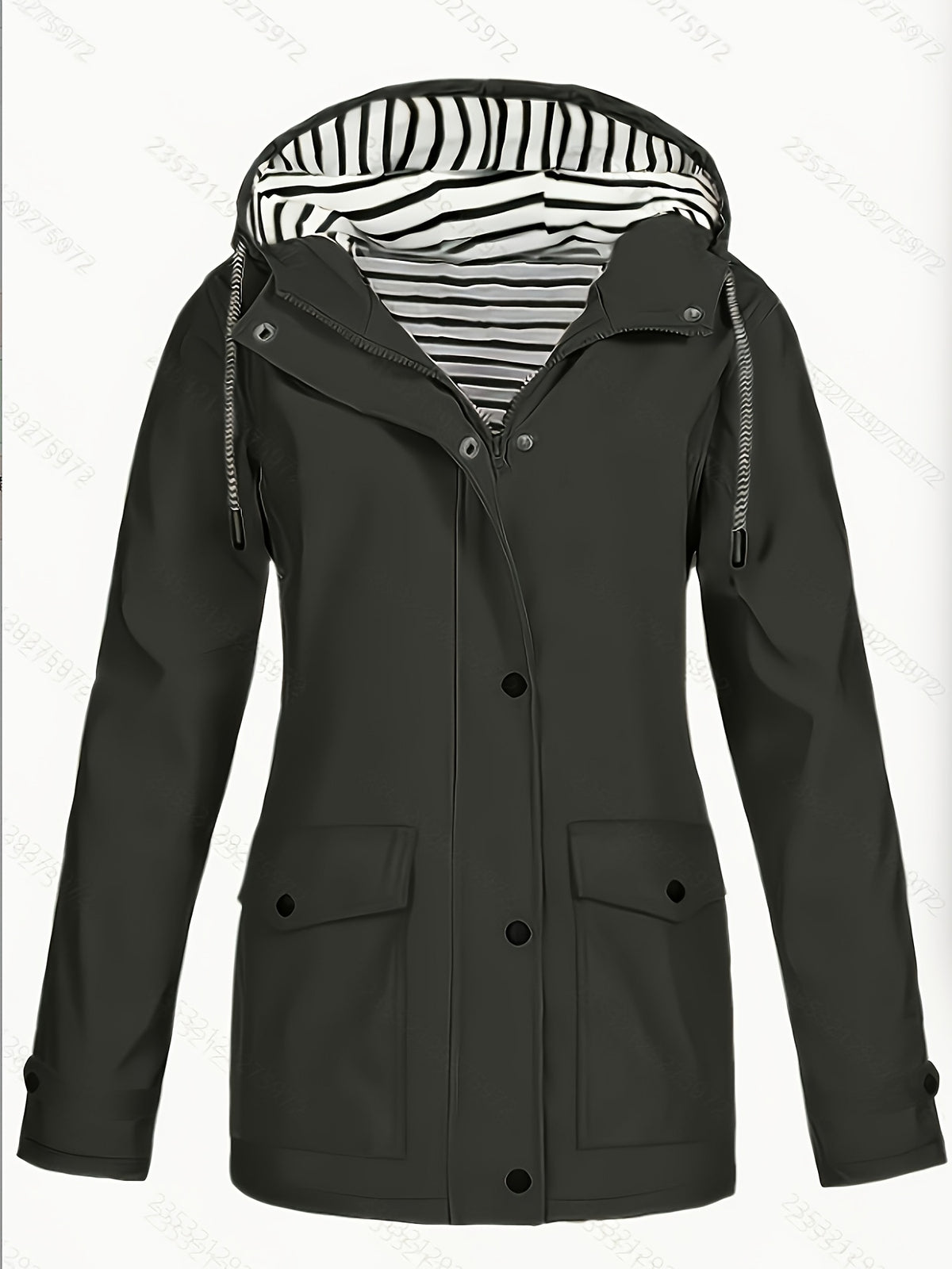 Women's Hooded Autumn/Winter Trench Coat - Black