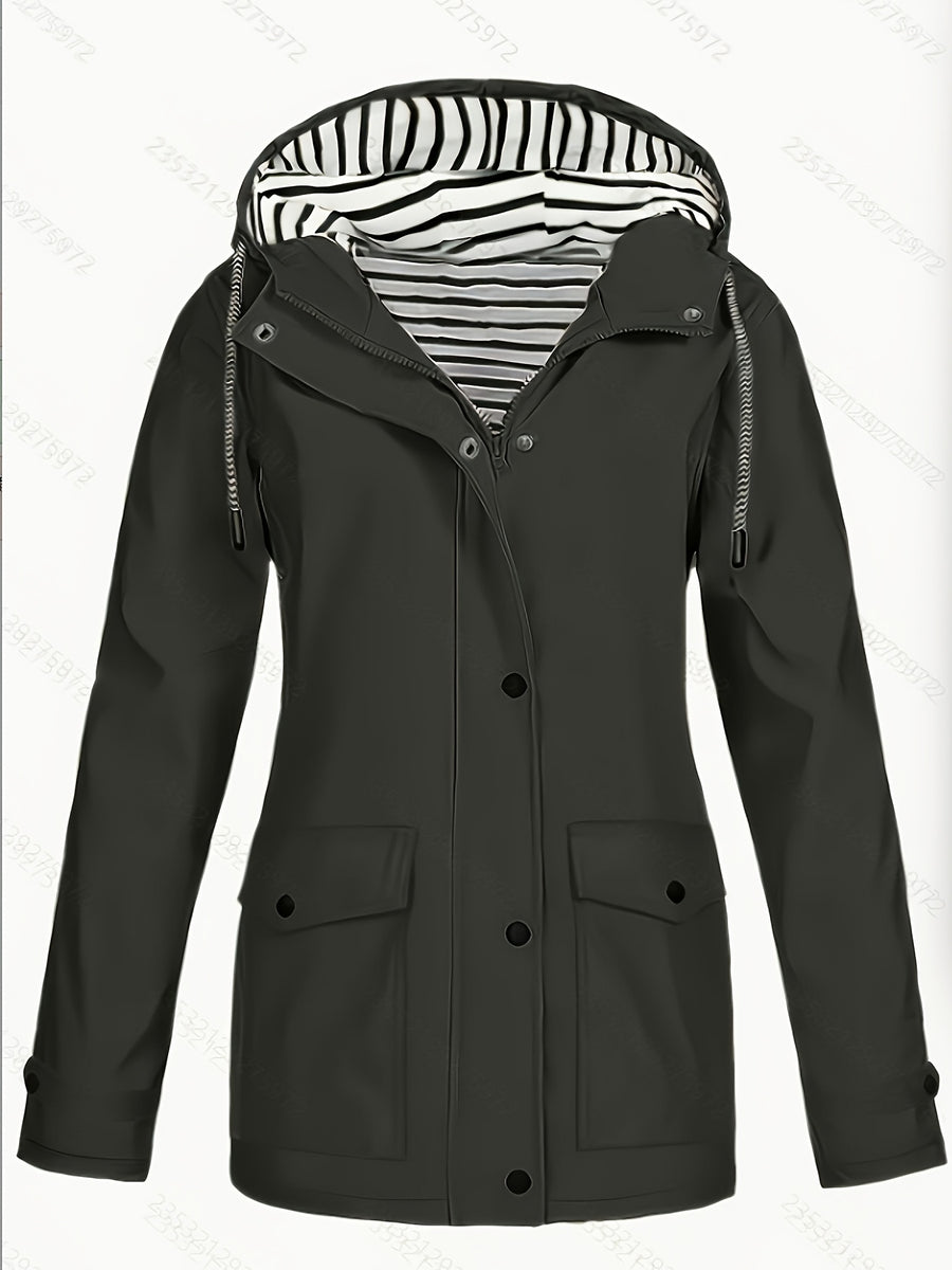 Women's Hooded Autumn/Winter Trench Coat - Black