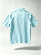 Men's Henley Shirt Short Sleeve Quarter-Zip Waffle Knit T-Shirt with Stand Collar & Logo Chest Print - Loose Fit Zippered Panel Suitable for Indoor Casual Wear, Machine Washable, Spring/Autumn Layering, Multiple Colors/Sizes Available - sky blue
