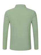 Autumn Men's Polo Shirt, Half-Button Henry Collar Long Sleeve Top with Simple Chest Pocket, Suitable for Business, Office, and Daily Wear - Green