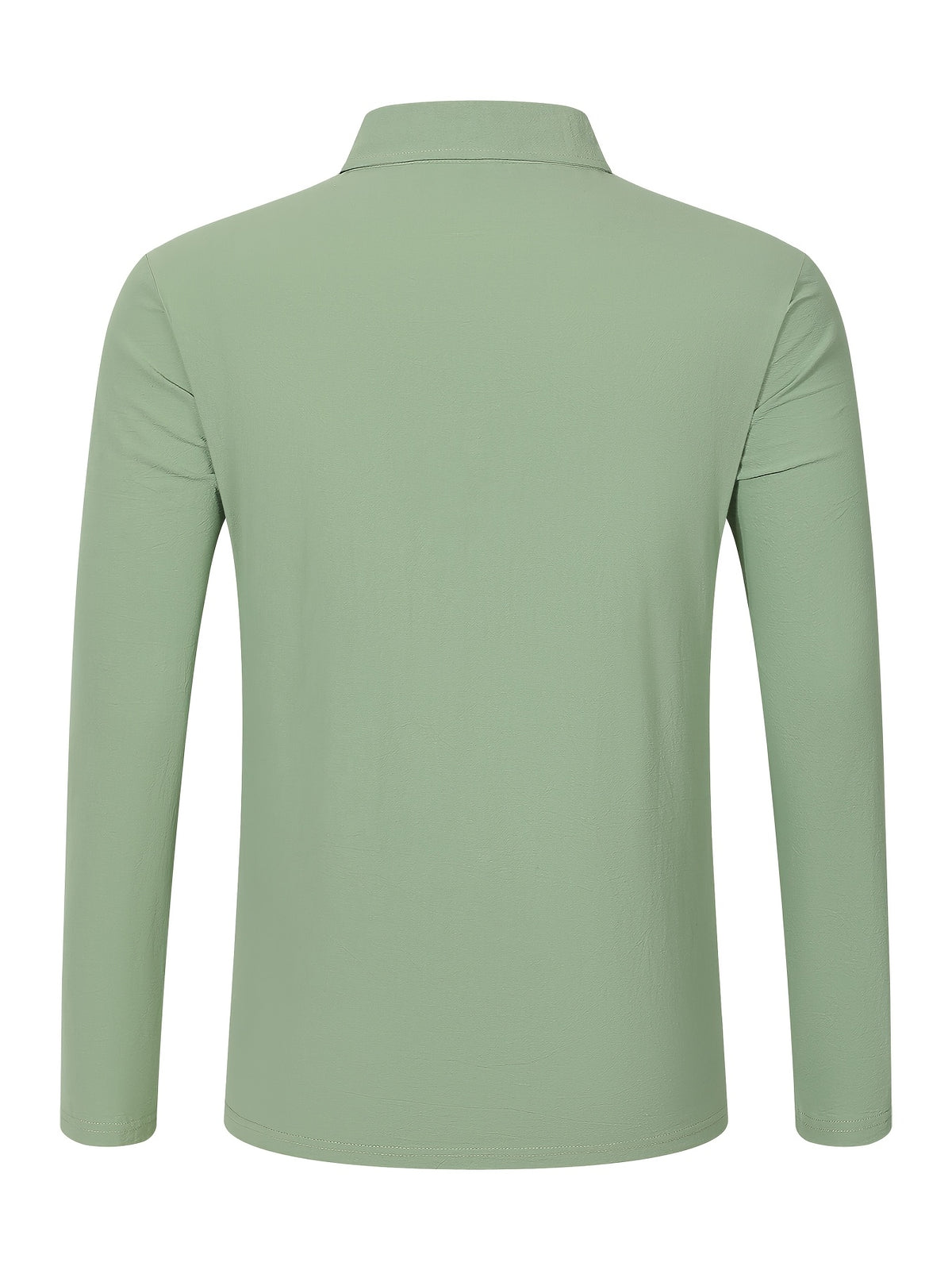 Autumn Men's Polo Shirt, Half-Button Henry Collar Long Sleeve Top with Simple Chest Pocket, Suitable for Business, Office, and Daily Wear - Green