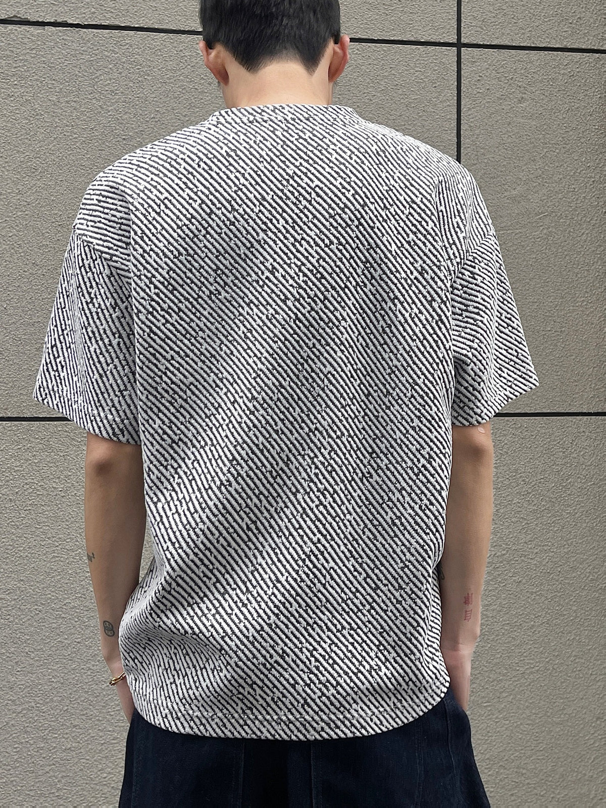 Men'S Hong Kong Style Highlight Twill Short-Sleeve T-Shirt, Summer Lazy Style Loose Crew Neck Half-Sleeve Top - White