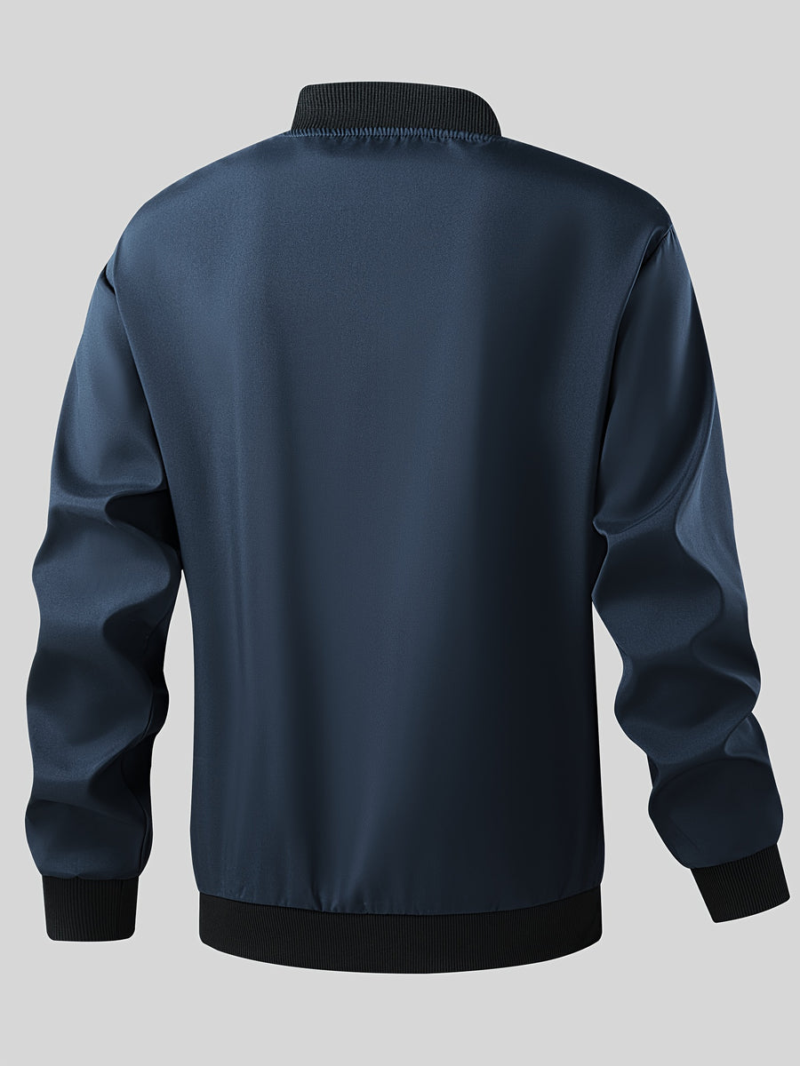 Men'S Easy Solid Color Classic Version Jacket Light And Thin Jacket, Comfortable Upper Body, New Chinese National Style Tang Suit, China-Chic, Versatile Casual Wear, Matching Coat - Navy Color