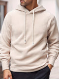 KJ-W024 Fleece Hooded Sweatshirt Jacket with Buttons, Autumn And Winter Plus Size Men'S Casual Outerwear, Stylish And Unique - Beige