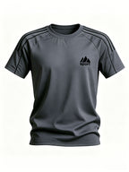 Spring and Autumn Thin, Quick-drying, Solid-color Knitted Printed Short-sleeved T-shirt, Casual Sports, Simple, Breathable and Comfortable, Home Daily All-match Tops - Dark Gray