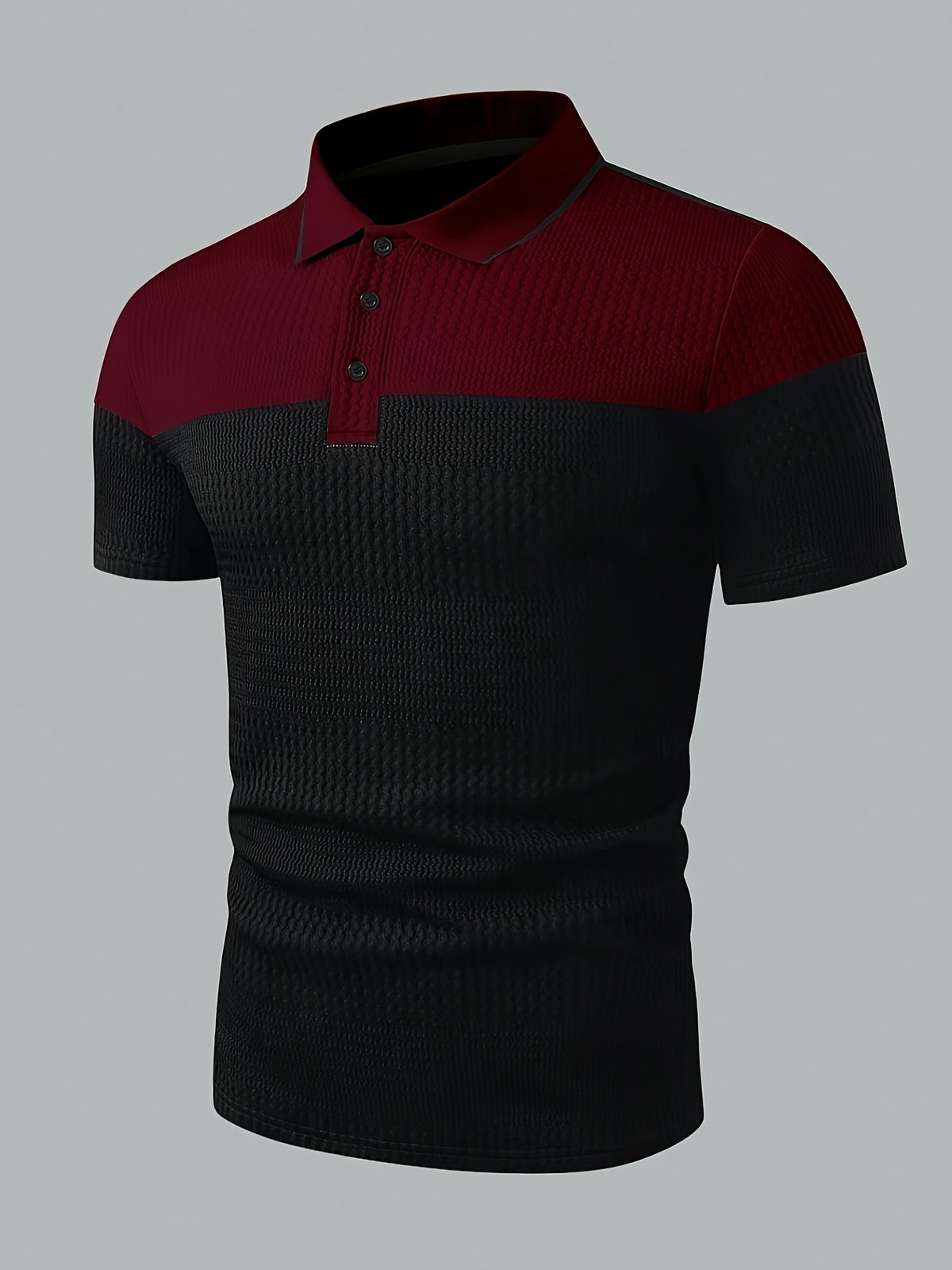 Men'S Casual New POLO Shirt, Soft Textured Fabric, Patchwork Details, Outdoor Casual Business Breathable Short-Sleeve Polo Shirt Golf Shirt - Black&Red