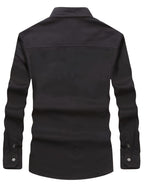 Men'S Long-Sleeved Shirt, Long-Sleeved Workwear, Casual Workwear, Twill Shirt, Top, Men'S Outdoor Plus Size Men'S Clothing, High-Density Twill Outdoor Shirt, Casual Workwear Top, Thin - Black