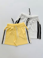 Women's Fashion Casual Shorts 2pcs Set - Yellow And White