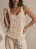 New Fashionable Autumn/Summer Hollow-Out Lace Vest, Women's Sleeveless Sequined Bohemian Style Sheer Camisole Top, Ideal for Valentine's Day Dates, Back-to- Season, Parties, Summer Outings, or as an Elegant Layering Piece for Fall/Winter - Apricot