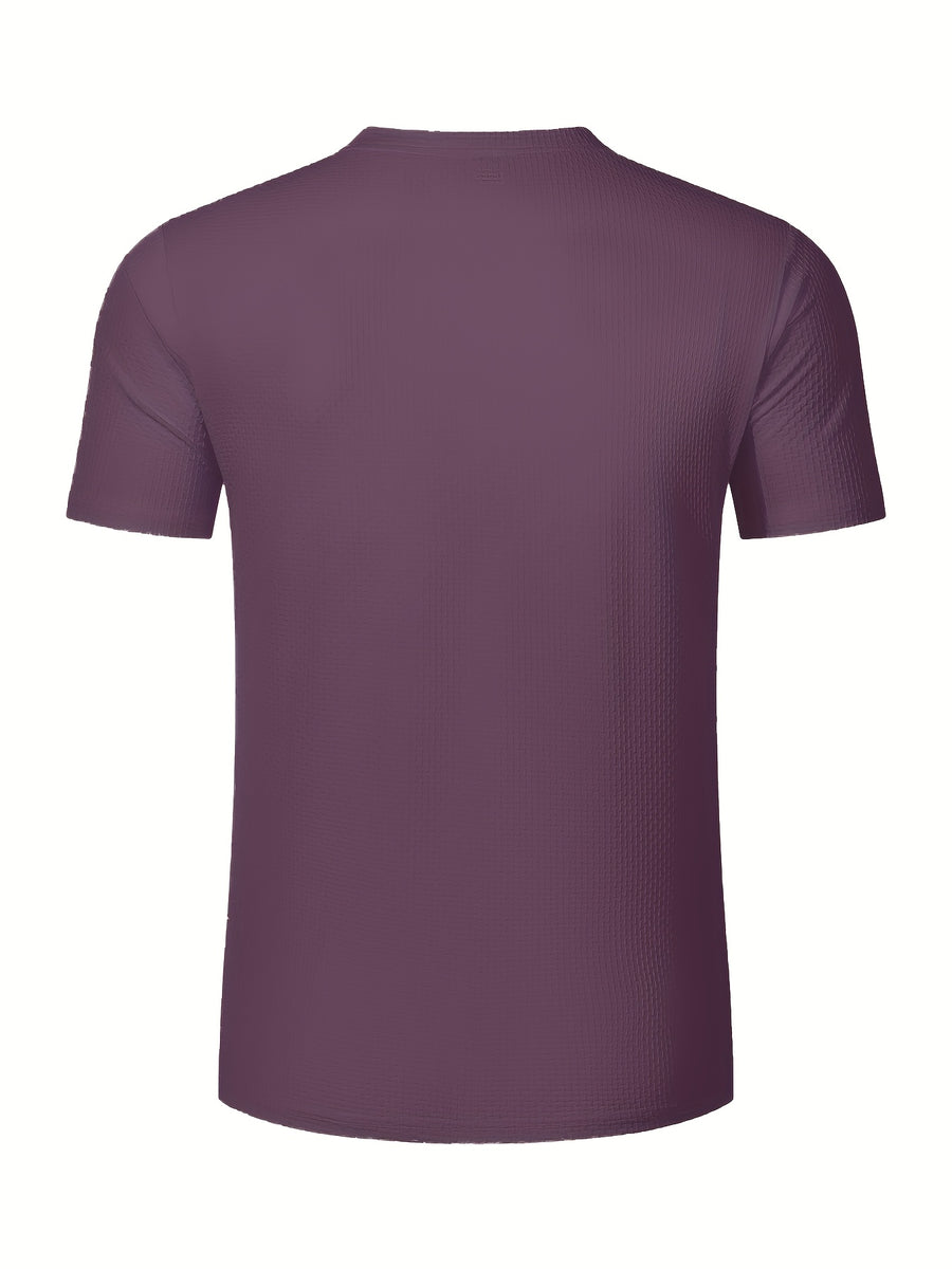 [Villa Le Water OBM] Summer Men'S New Random Print Comfortable Round Neck Men'S New Athletic Casual Fashion All-Match T-Shirt - Purple