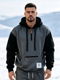 Men'S Fashion Color-Block Pullover Sweatshirt Jacket, Men'S Casual Zipper-Decorated Half-Open Cardigan Sweatshirt Top - Dark Gray