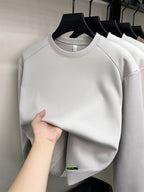 Men's Solid-colored Round-neck Sweatshirt - Star Gray