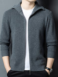 Lapel Full-Zip Knit Cardigan Jacket, Versatile And Practical - SINBOS - Dark Gray