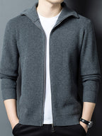 Lapel Full-Zip Knit Cardigan Jacket, Versatile And Practical - SINBOS - Dark Gray