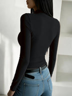 Women'S 2026 New Fashion Half-Neck Long Sleeve Body Suit, Casual Texture Fall Winter Style, Essential Base Layer for Fall Winter, Slim Sexy Comfortable Warm "Brooklyn New York Dotted Pattern" - Black