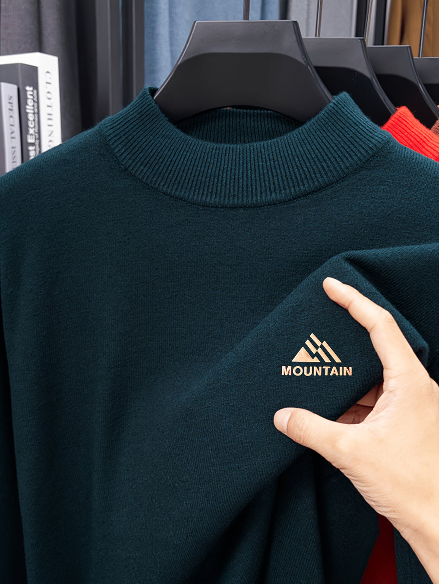 Minimalist Urban Round Neck Sweater for Daily Commute - Blackish Green