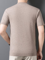 Men'S Summer Short-Sleeve Knit Top, Classic Round Neck Easy Solid Color Design, Breathable And Moisture-Wicking, Fashionable And Versatile in Multiple Colors, Suitable for Casual And Athletic Wear - Brown