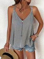 8341 Women's Adjustable Striped Vest - Black