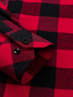 New Trendy Men'S Brushed Checkered Shirt Fall Winter Casual Jacket Outerwear - Scarlet Red