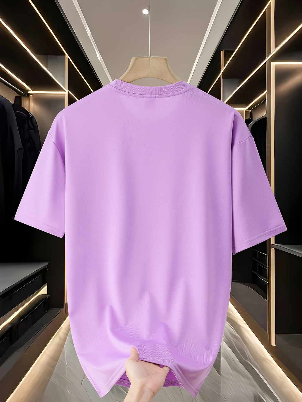 Custom T-Shirts / - "My T-Shirt, My Choice" Design Your Own with Text//Logo Suitable for Team Uniforms, Music Festival Outfits, Gifts for Him, Short Sleeve Round Neck Loose Fit Machine Washable T-Shirt - Light Purple