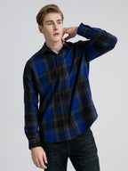 Flannel Plaid Shirt - Blue Black