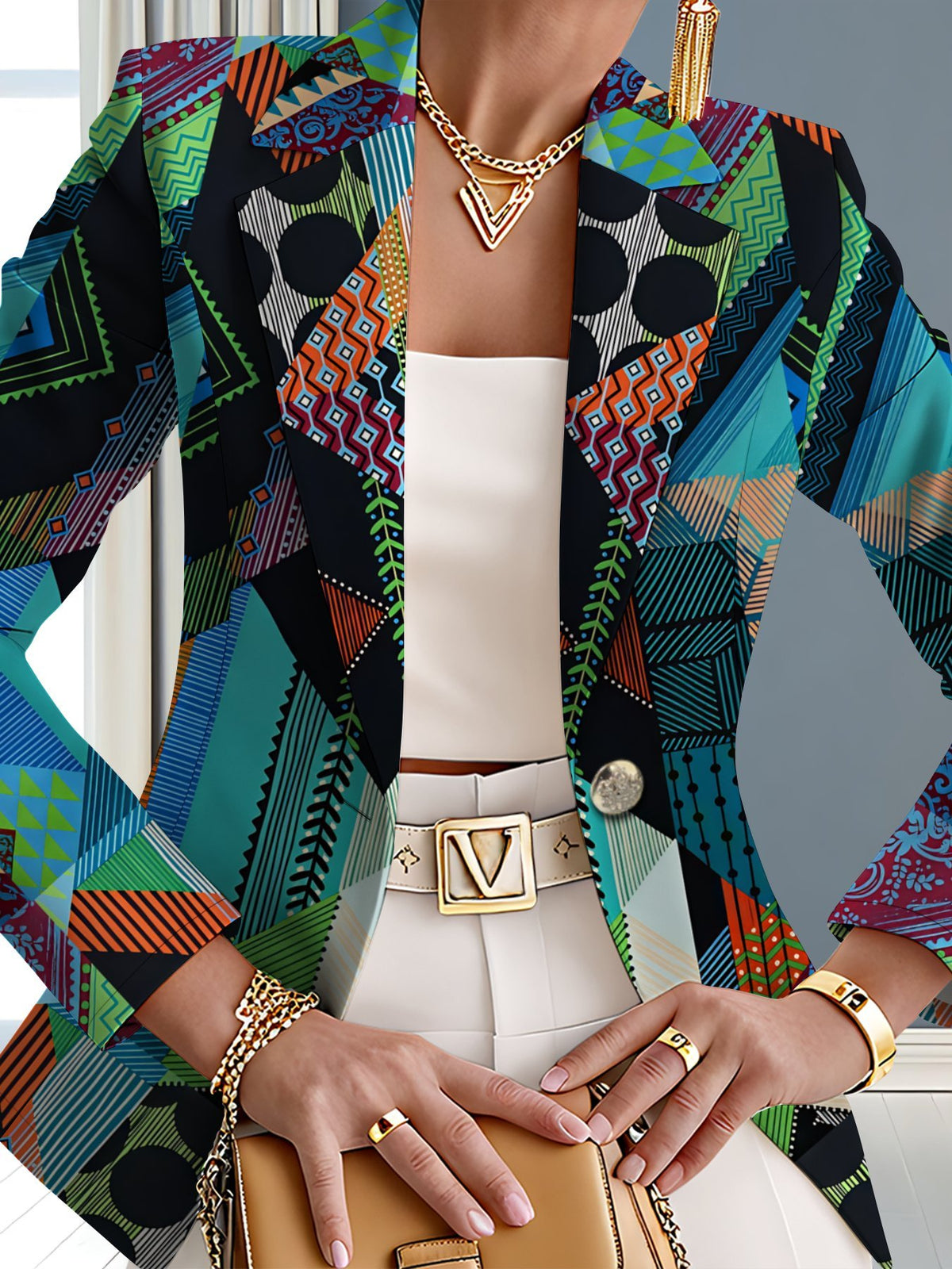 This Stylish And Elegant Women'S Blazer Is Designed Specifically for Spring And Autumn. As a Versatile Lapel Jacket, It Is Suitable for a Wide Range of Occasions, Offering a Look That Is Both Creative And Highly Fashionable - Blue On Black