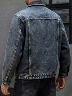 New Arrival: Snowflake Washed Trendy Denim Jacket - Sea Blue