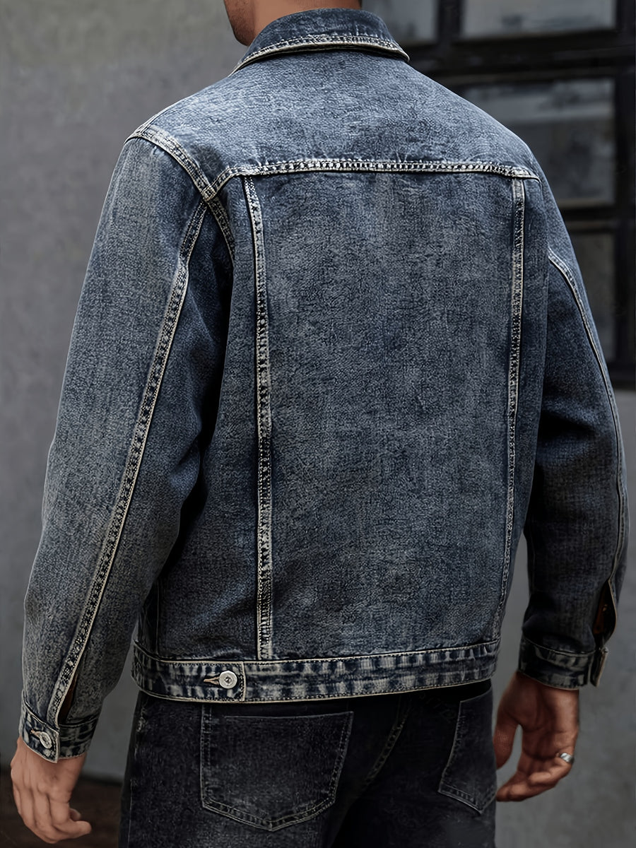 New Arrival: Snowflake Washed Trendy Denim Jacket - Sea Blue