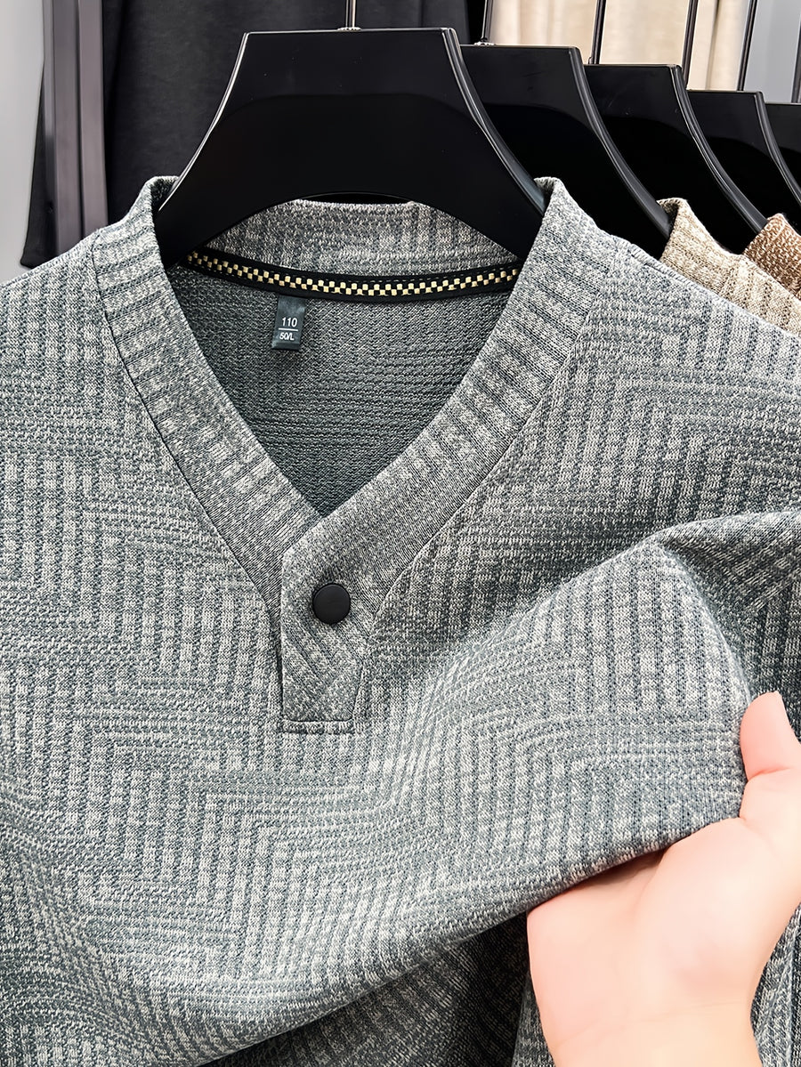 New Men's Long-Sleeve Warm Fashionable Versatile Knit Sweater - Medium Gray
