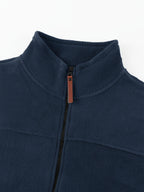 Men's Knitted Zip-Up Cardigan, Autumn/Winter Men's Jacket, Small Stand-Up Collar Design, Can Be Worn Alone or as a Layering Piece, Two-in-One Design with Pockets, Simple and Versatile, Men's Warm Sweater Cardigan - Navy Color