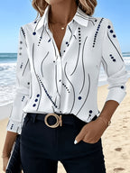 Elegant Special Edition Women'S Printed Shirt - Long Sleeve Button-Up, Classic Collar, Machine Washable, Suitable for Office, Commute, Or Formal Events, Office Attire, Refined Casual - Mixed colors