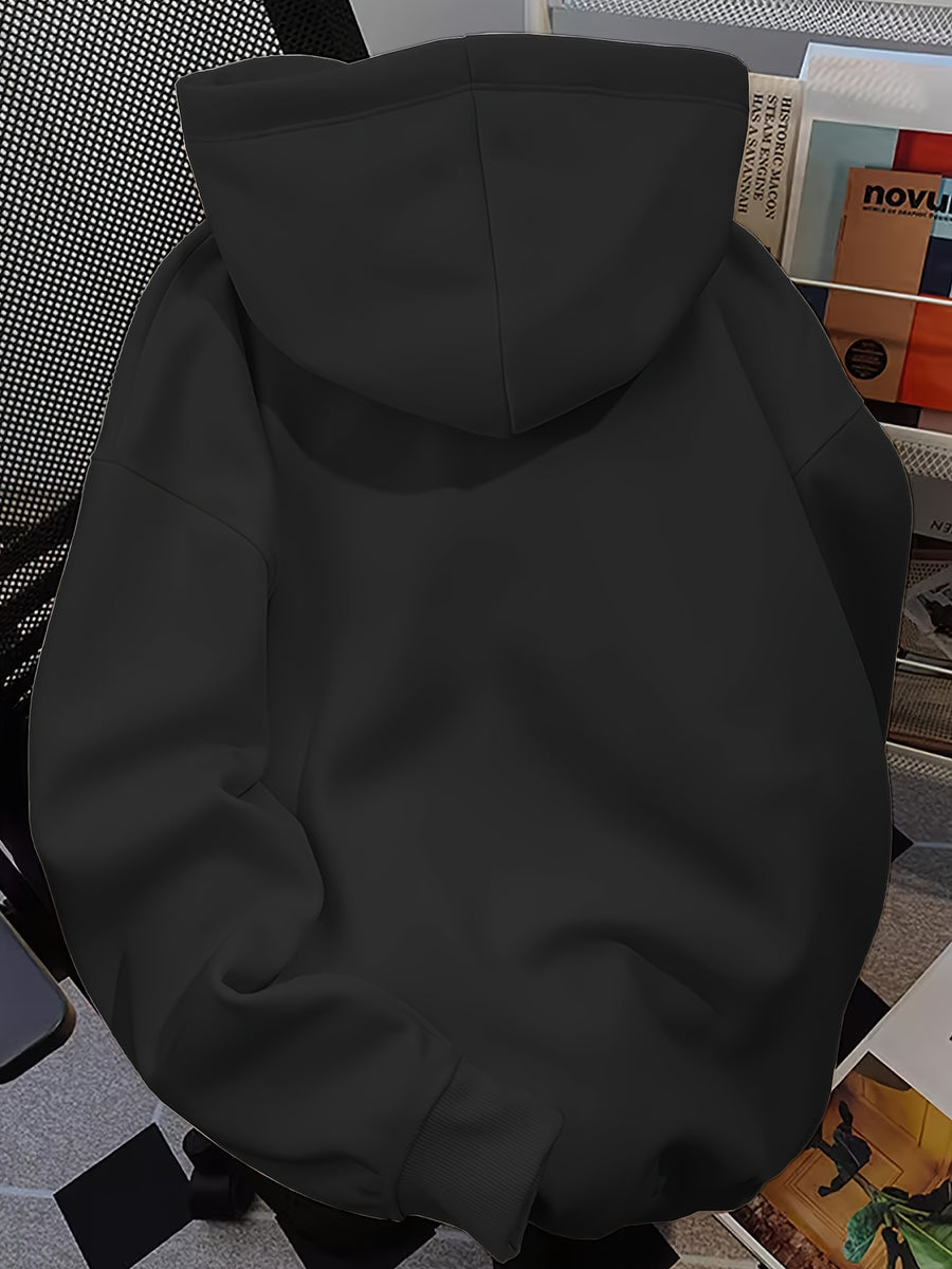 Hooded Sweatshirt with Printed Pattern, Autumn/Winter Style Sweatshirt NYC - Black 1