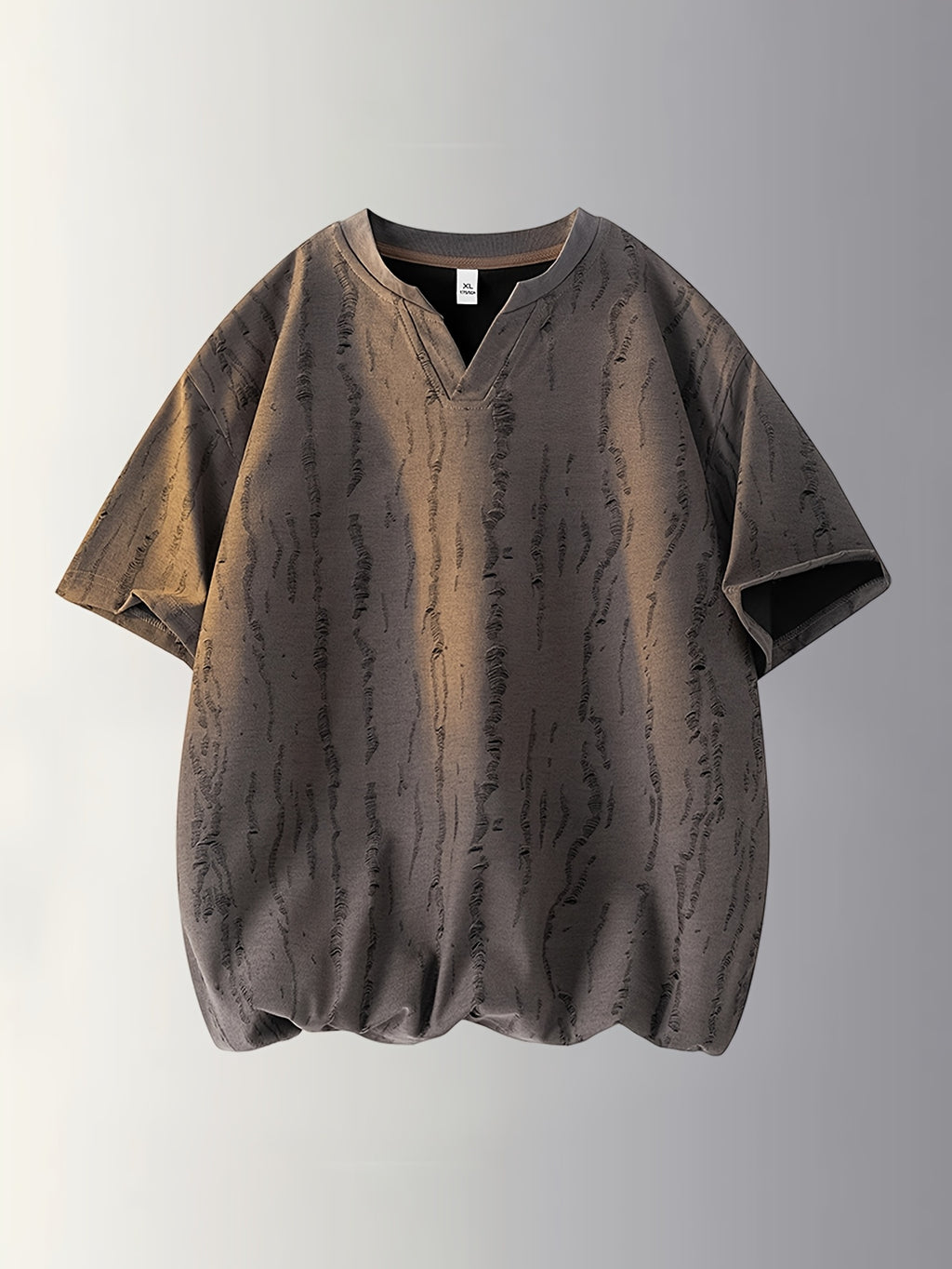 Men'S Contrast Cracked V-Neck Short Sleeve T-Shirt Summer Loose Casual Athletic Pullover Base Layer Shirt Men'S Summer Easy Fashion Men'S Top - Dark Gray