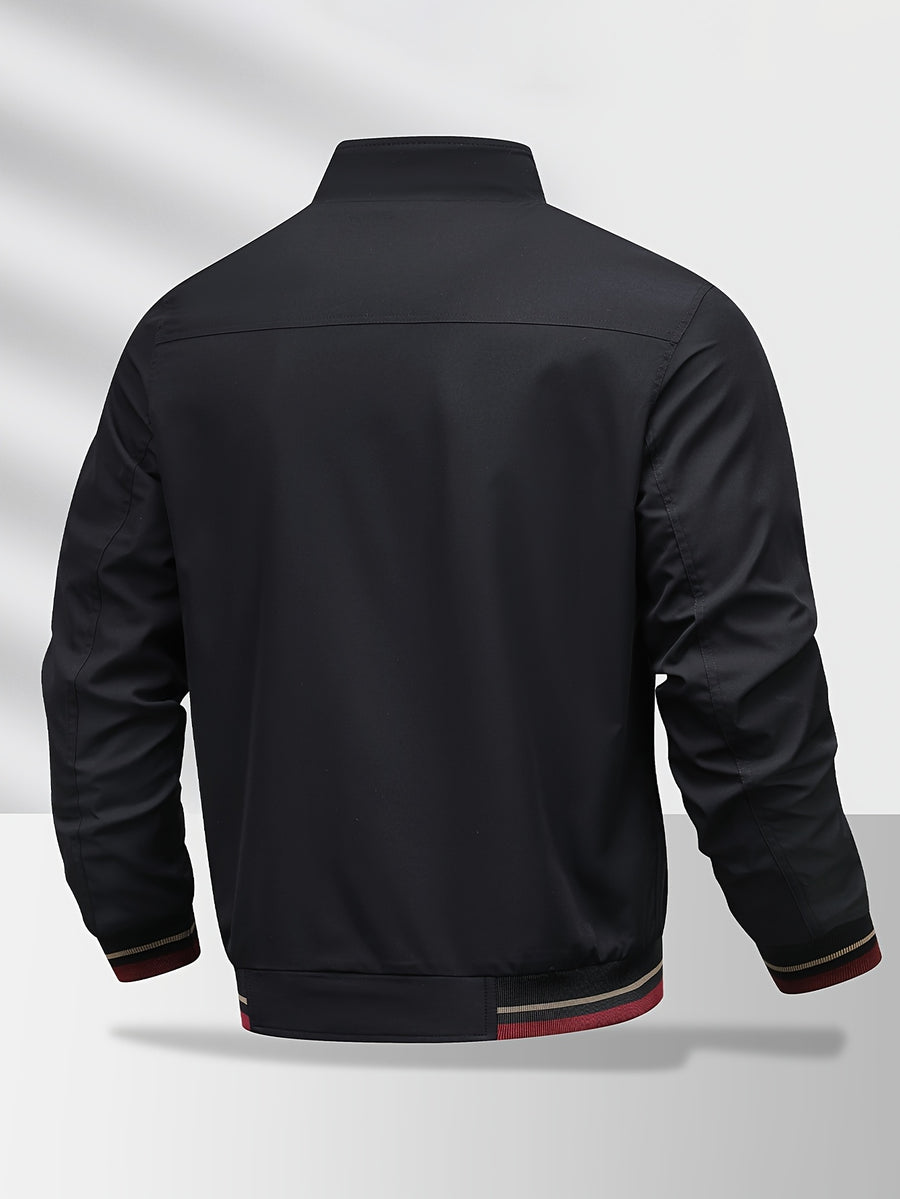 Men'S Jacket, Business Commute Biker Casual Flight Jacket, Casual Sports All-Match Jacket, Perfect Gift for Halloween, Christmas, And Valentine'S Day, Ideal Present - Black
