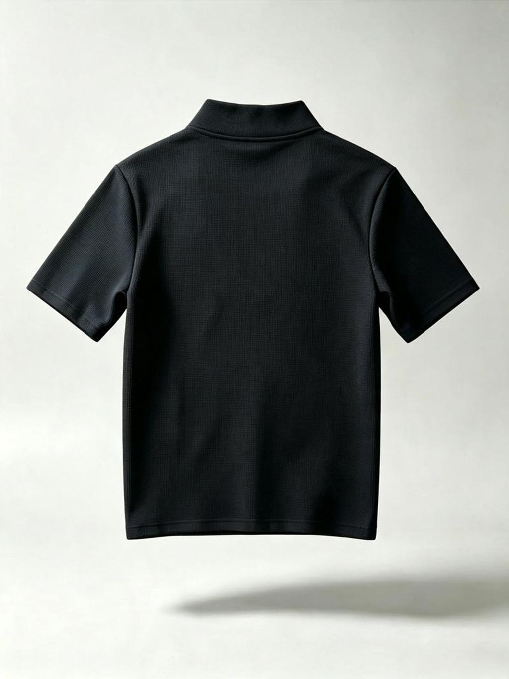Men's Henley Shirt Short Sleeve Quarter-Zip Waffle Knit T-Shirt with Stand Collar & Logo Chest Print - Loose Fit Zippered Panel Suitable for Indoor Casual Wear, Machine Washable, Spring/Autumn Layering, Multiple Colors/Sizes Available - Black
