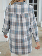 Versatile Sunscreen Checkered Shirt Outer Cardigan Women'S Summer New Top - Light Blue