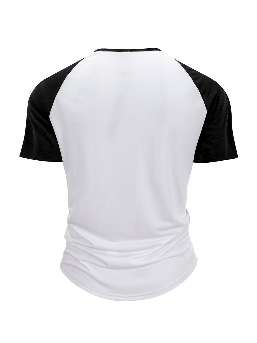 1 Men's Summer V-Neck Casual T-Shirt, Breathable and Lightweight Street Fashion Short-Sleeve Top, Daily Office Business Contrast Color Design Henley Shirt with Button- Collar, Suitable for Outings, Home, Work, Travel, Cycling, and Streetwear - Big White