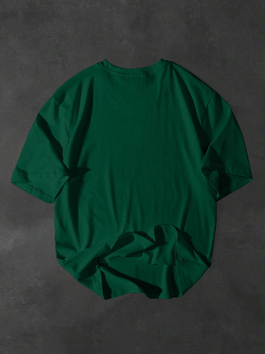 New Summer Men'S Round Neck Short Sleeve Geometric Graphic Print Design Regular Fit Comfortable Fabric Street Style Trendy Versatile Style Suitable for Sports And Daily Wear - Dark Green