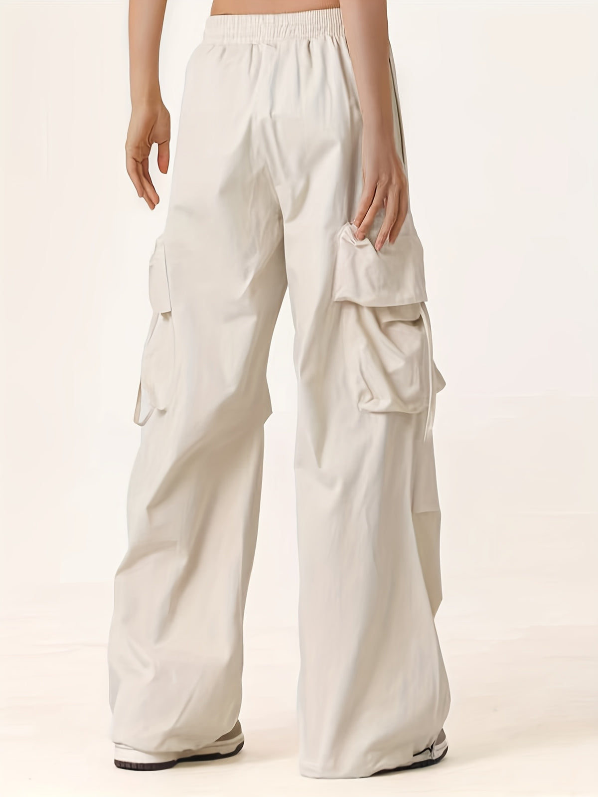 American Vintage Hot Work Pants for Women, Summer Lightweight Loose Street Dance Hip-Hop Trend Wide-Leg Pants - Apricot