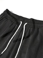 Summer Women's Cropped Cargo Pants with Stylish Pocket Design, Drawstring Elastic Waist Casual Long Pants, Suitable for Outdoor and Daily Wear - Black